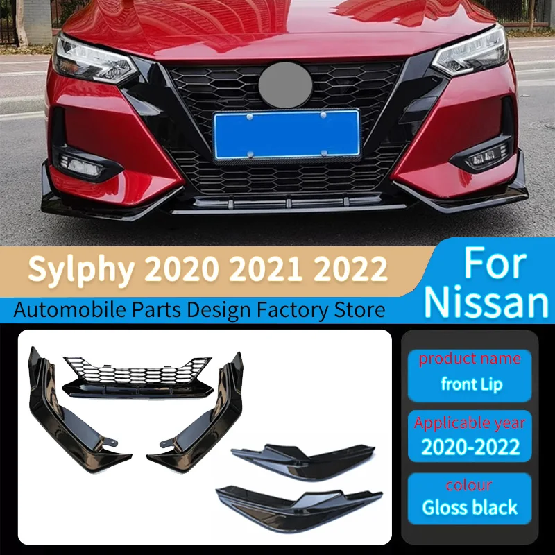 

For Nissan Sylphy 2020 2021 2022 Front Bumper Spoiler Lip Lower Guard Body Kit Tuning Diffuser Splitter Front Shovel Surround