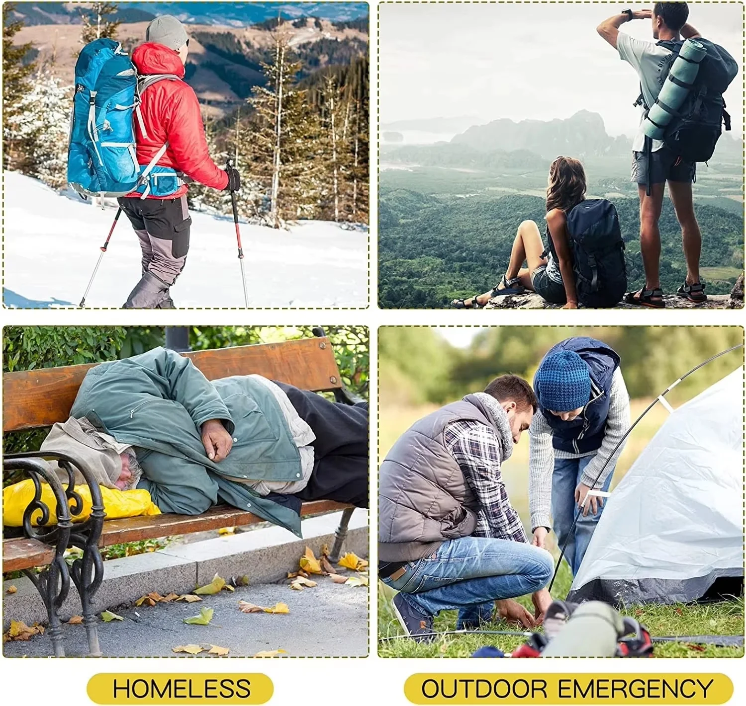 Outdoor Emergency Survival Blanket - Gold 130x210cm Waterproof Thermal Foil Blanket, Portable Heat Shield for Camping, Hiking