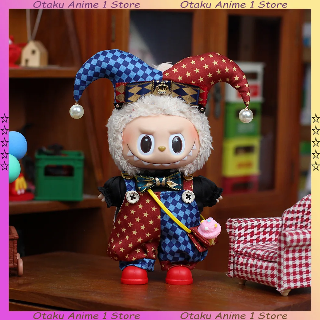 

Cartoon Labubu 3.0 Clothes Cute Circus Clowns 6-piece Hat Overalls Shoes Set Mini Plush Doll Clothing Fashion Doll Accessories