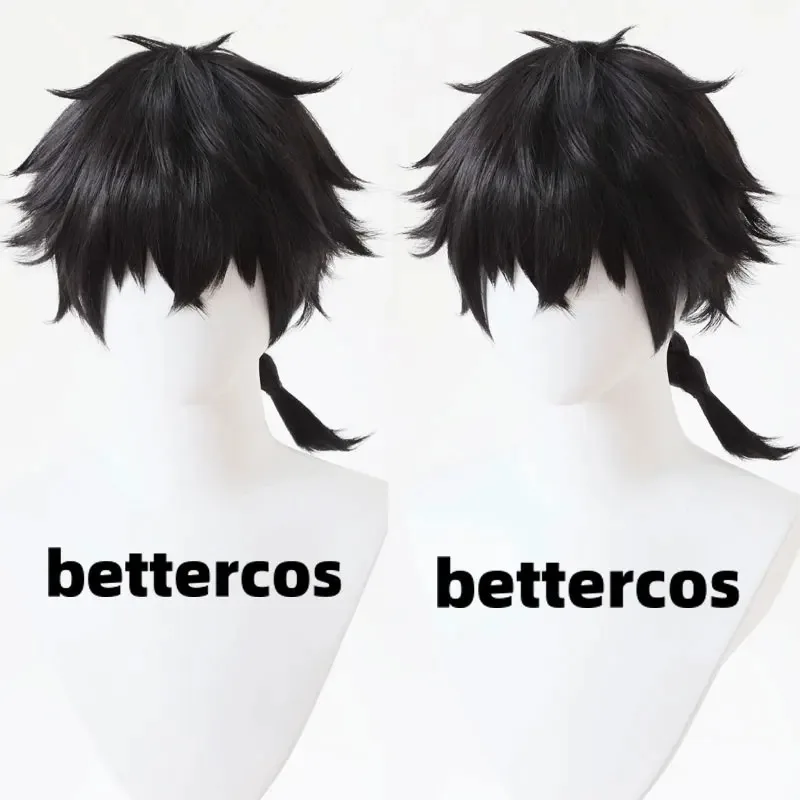 Wig Cosplay Candy 2025Jo Togame Wig Berbulu Kepang Hitam Panjang 35Cm Rambut Sintetis Tahan Panas