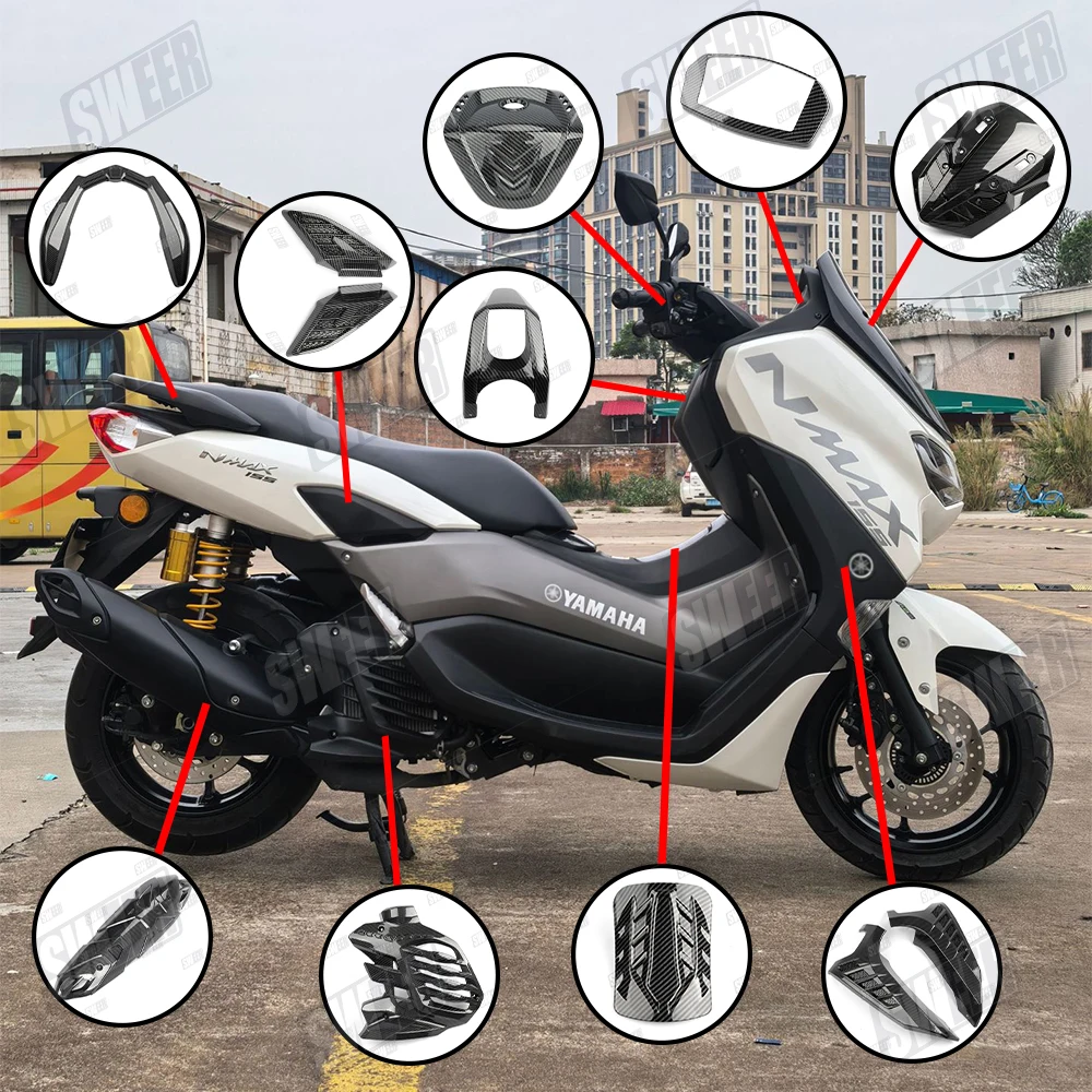 Motorcycle Water Transfer Printing Carbon Fiber Cover Fit For Yamaha NMAX125 NMAX155 Full Vehicle Custom Plastic Body Panels ﻿