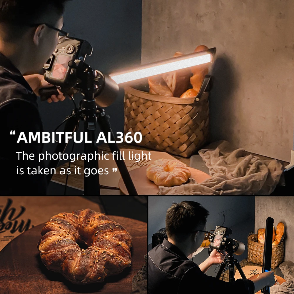 

AMBITFUL AL360R Handheld 15W 3000K-6000K RGB Colorful Ice Stick LED Video Light Adjusting Controlled Built-in 3100mAh Battery