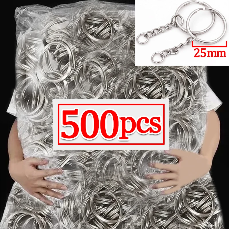 50-500 pçs metal em branco chaveiro anéis divididos keyfob chaveiros lagosta fecho chaveiro chave pingente anel anéis de aço inoxidável