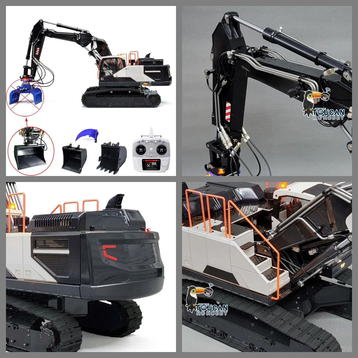 Giocattoli 1/14 EC380 Escavatore idraulico RC Cingolato in metallo 3 bracci T12D Radio Scavatori remoti Verniciato Finito Camion Auto Ragazzi Veicolo