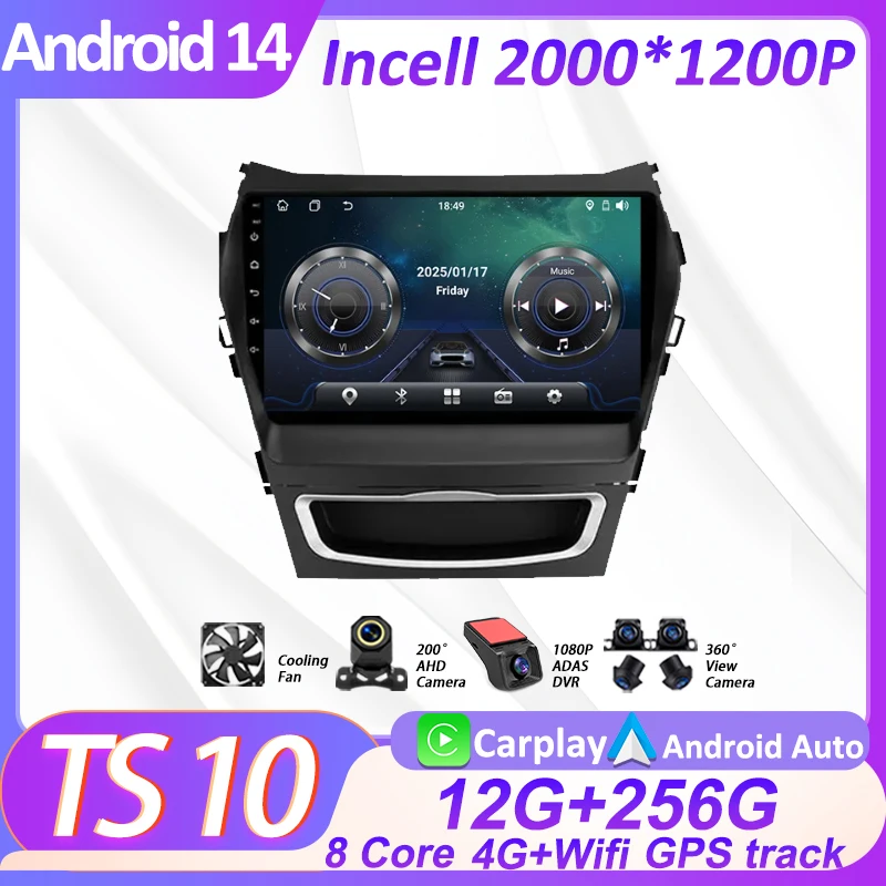 

2 Din Radio Stereo Car Android Auto For Hyundai Santa Fe 3 2013 - 2016 Autoraido Carplay Auto Screen Automotive Multimedia Wifi