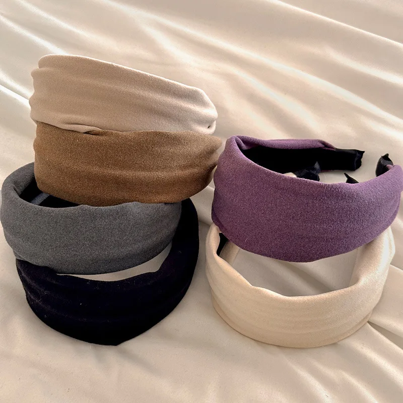 

Retro wide-brimmed short velvet headband for women fall and winter hair pressing face wash headband high skull new arrival non-slip hairpin headwear
