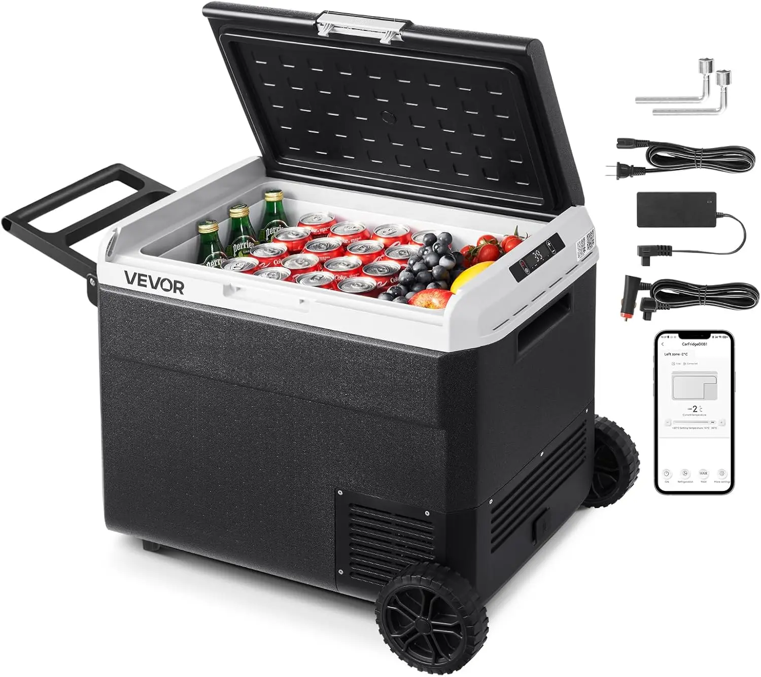 

12 Volt Car Refrigerator 63 4QT 60L Car Fridge Portable Electric Cooler with Wheels and Handle 4 68 12 24V DC and 100 240V AC
