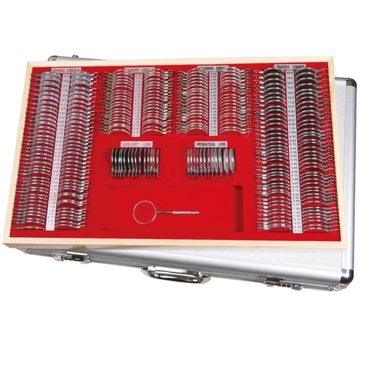 Hot Sale Ophthalmic Equipments Optometry Tool Set Optical Trial Lens Set 266 Metal Box