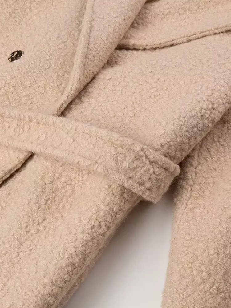 النمط الأوروبي والأمريكي الخريف والشتاء الملابس النسائية الجديدة المألوف والبسيط الأساسية معطف الصوف التعادل بأكمام طويلة