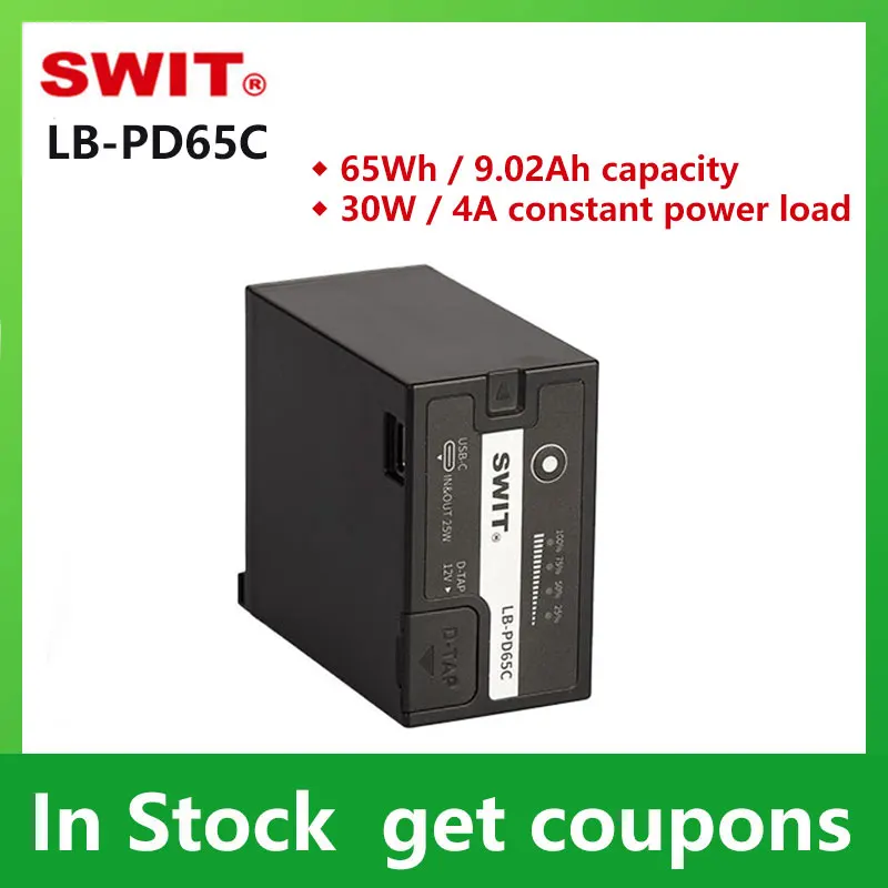 

SWIT LB-PD65C Panasonic VBR59 Series Battery Pack SWIT 65Wh/7.2V Panasonic VBR59 Battery with D-Tap and USB Type-C I/O