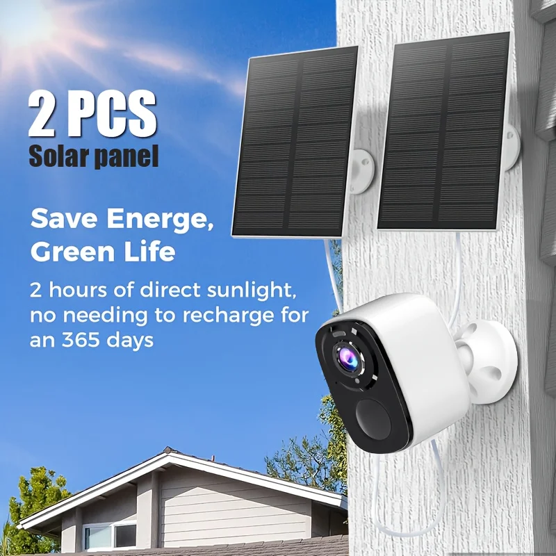 

Solar-Powered Security Camera with 2.4GHz WiFi, 3MP HD Color Night Vision, Two-Way Audio, Spotlight/Alarm Function