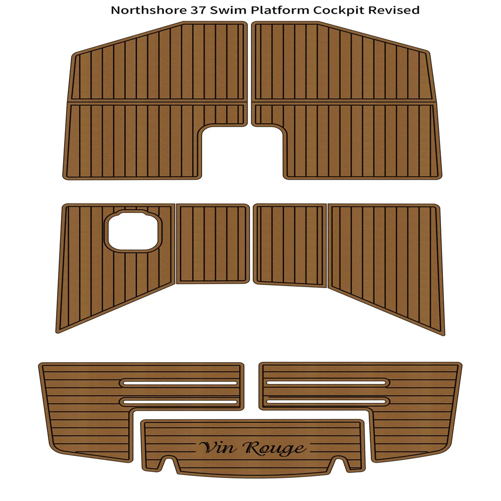 

Swim Platform Cockpit Pad Marine EVA Foam Faux Teak Floor Mat For Northshore 37 Boat