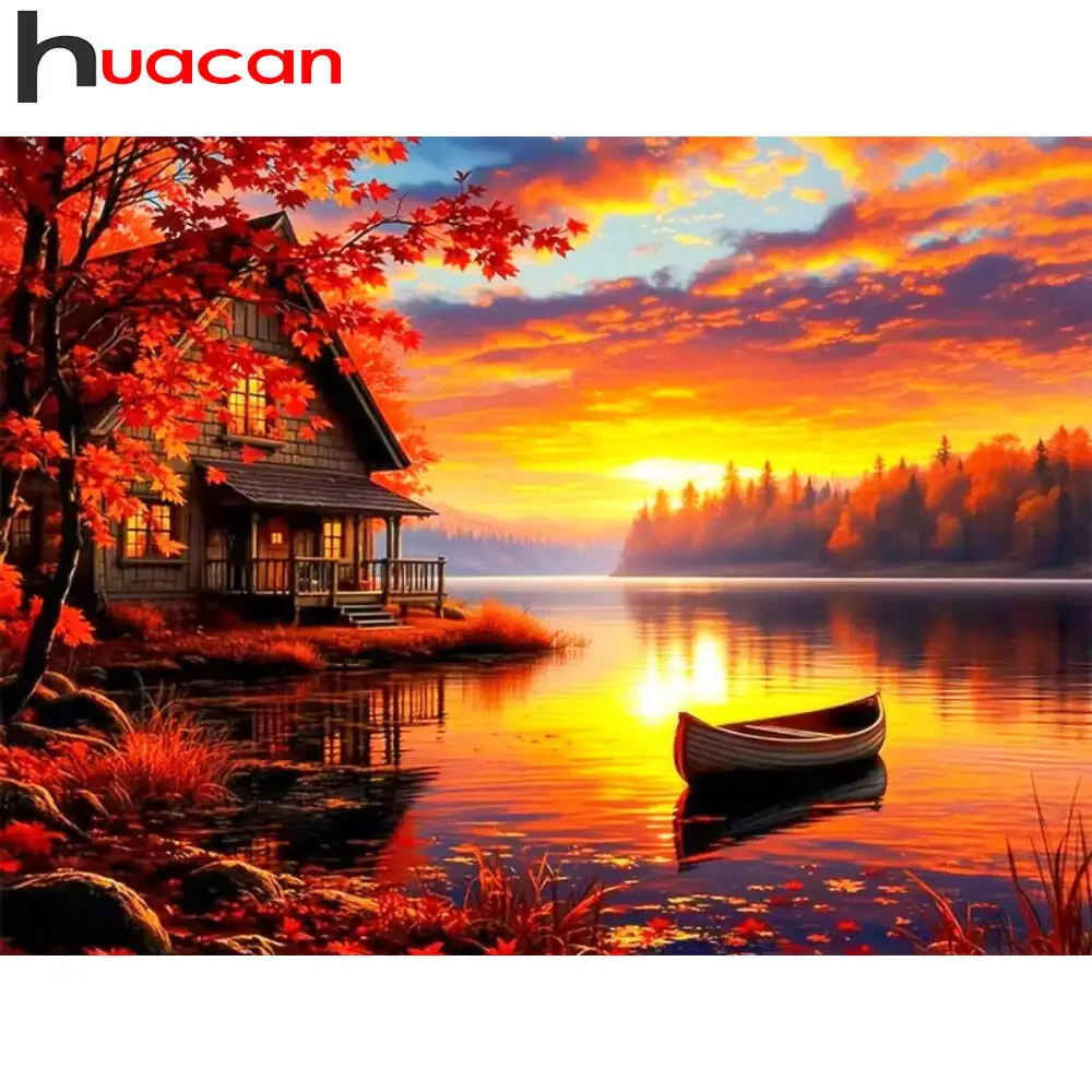 Huacan 2025, neue Kollektion, Diamant-Gemälde, Delphin, Himmel, Diamant-Stickerei, Meer, Sonnenuntergang, Mosaik, Kunst, Dekoration, Gemälde