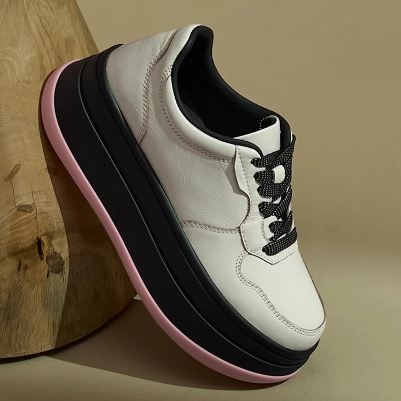 Ultra Light and Soft Cowhide Casual Shoes for Women's Height Increasing Shoe Lightweight Breathable Comfortable Soft Soled Shoes