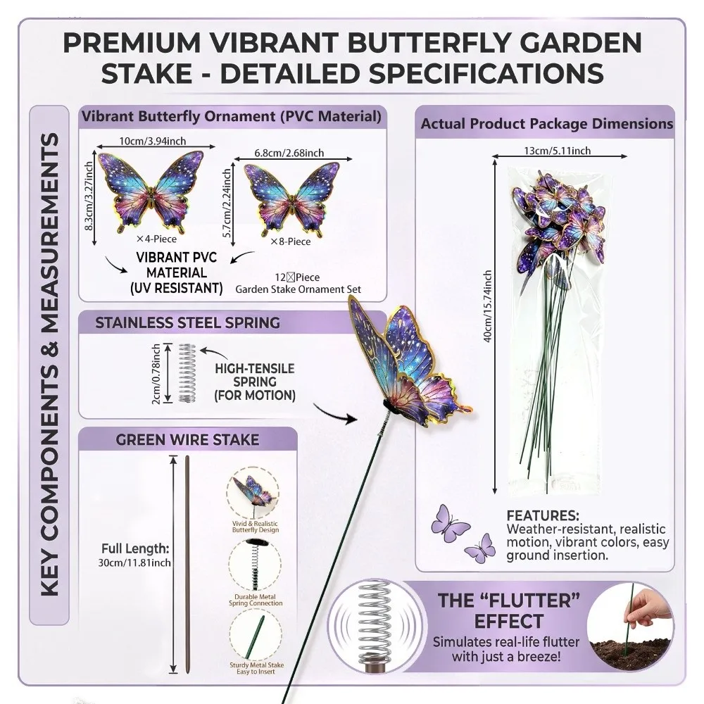 Colorful Butterfly Stakes Plant Plug Lifelike Simulation Butterfly Ornaments Dreamlike Multi-purpose