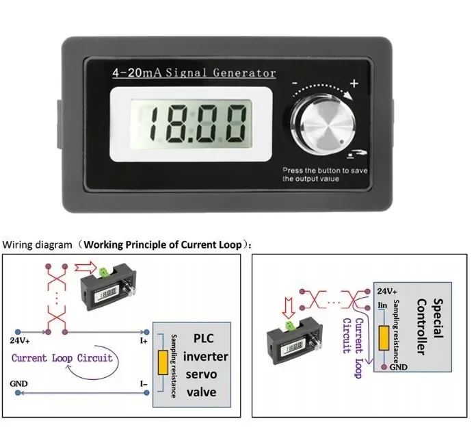 2-wire 4-20mA Current Signal Generator Panel-mounted Current Loop Generator 4 to 20mA Simulator High Precision Module