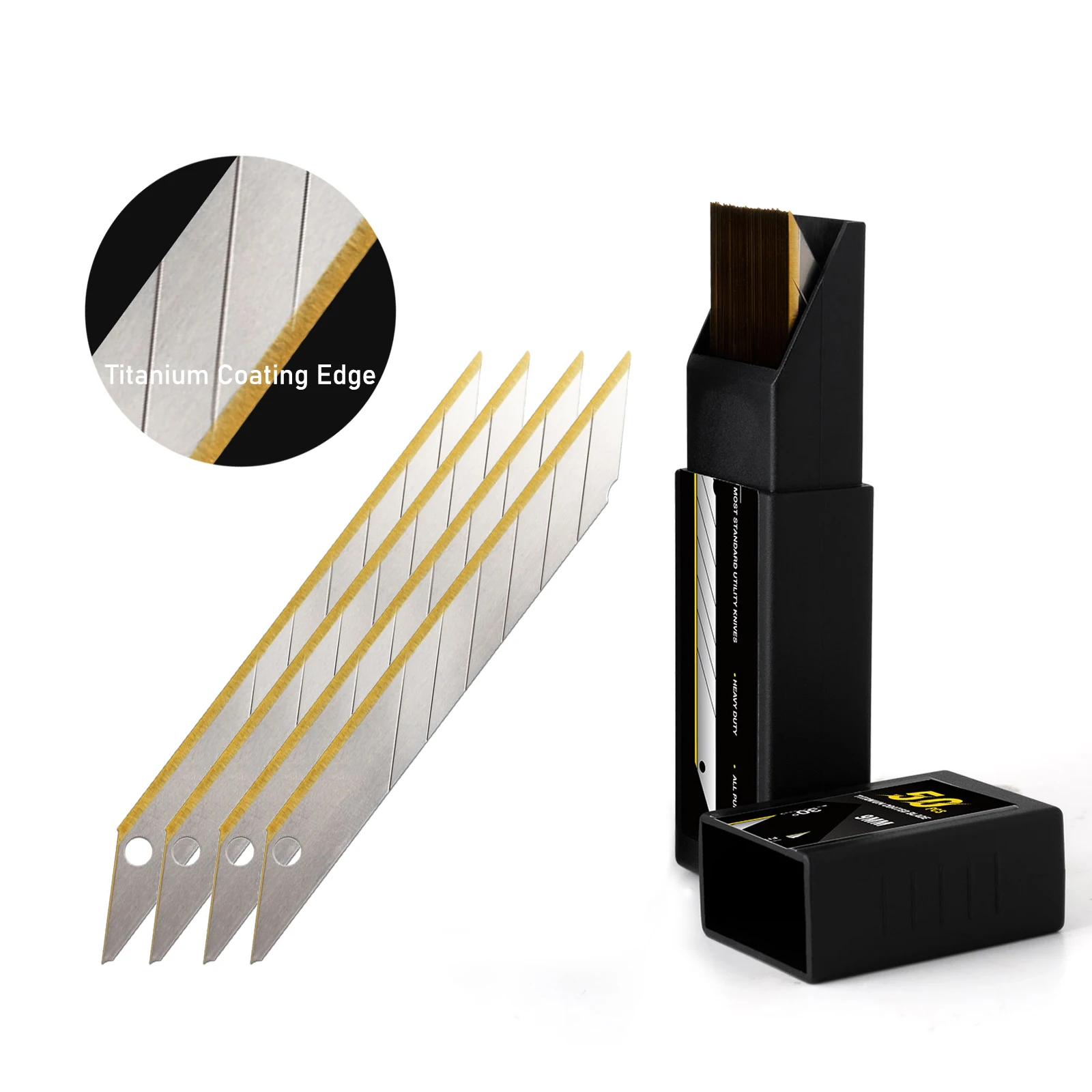 FOSHIO Snap Off Spare Blades Titanium Coated Edge Universal Carbon Steel Replace Blade For Art Knife Car Film Vinyl Wrap Cutting