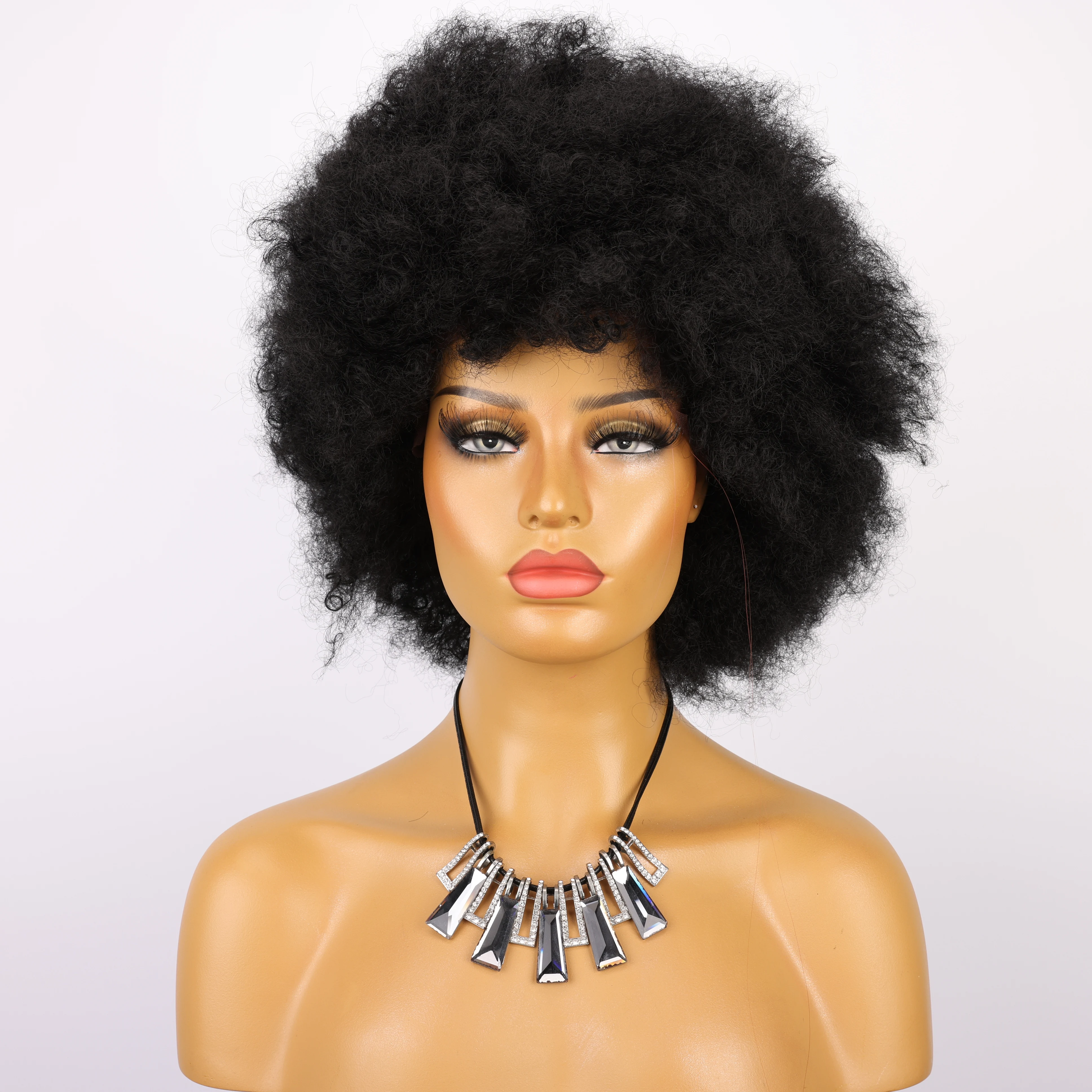 

Black Synthetic Explosive Hairstyle Wig for Black Women Glueless Wig Daily Wear Not Easy Drop Out Retouch your face