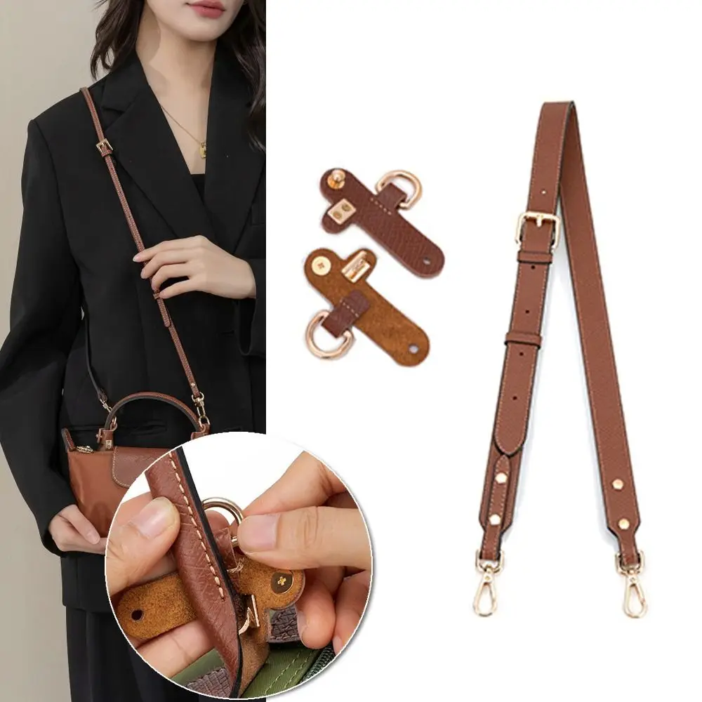 Punch-free Genuine Leather Strap Replacement Shoulder Strap Handbag Crossbody Belts Conversion Hang Buckle for Longchamp