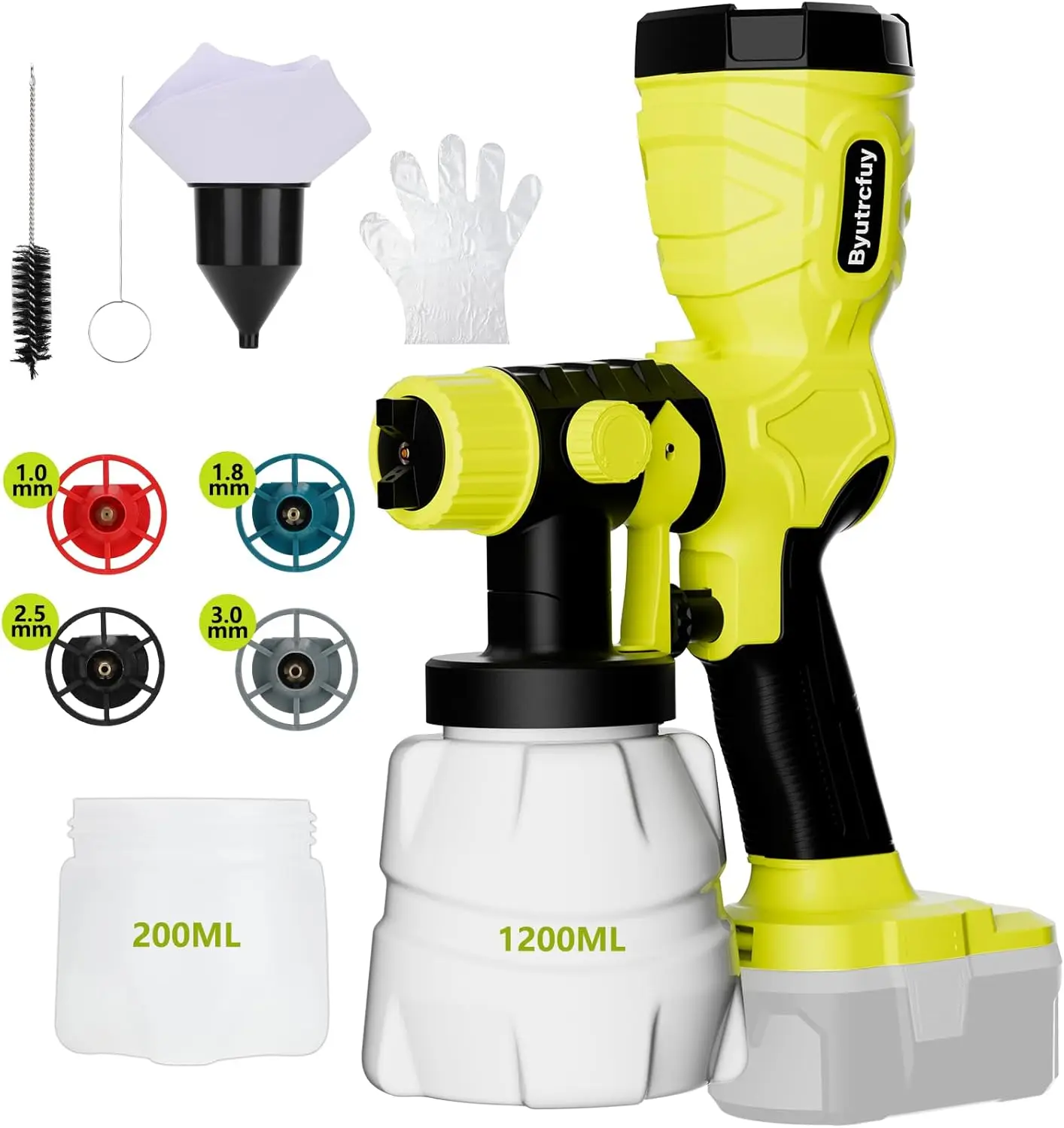 

Cordless Paint Sprayer for 18V Battery - HVLP Electric Gun with Nozzles and Patterns, Handheld for House Painting