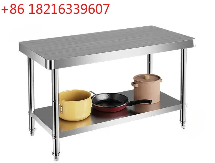 Stainless steel worktable extra thick commercial rounded corner operation table kitchen chopping board vegetable cutting table