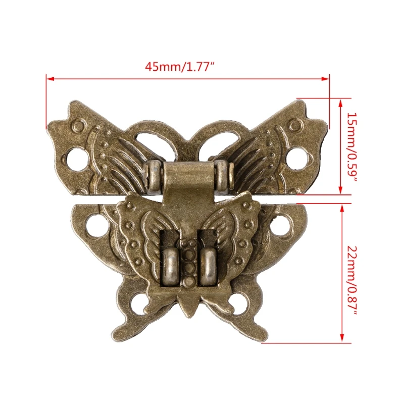 for Butterfly Antique Bronze Hasp for Latch Wooden Box Mini Cabinet Buckle Locks G5AB