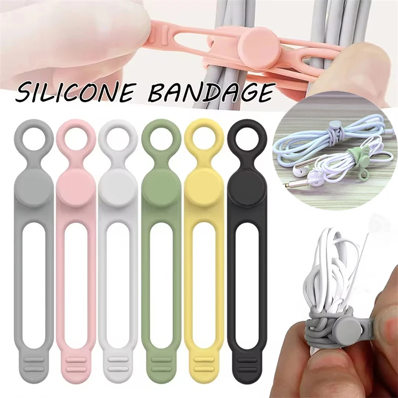 

25pcs Silicone Cable Ties Cord Organizer Cable Straps Reusable Cord Ties Travel Elastic Tie Wire Ties For Bundling USB Charger