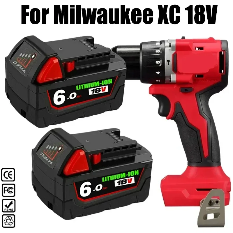 

For Milwaukee M18 Battery 18V 6.0Ah Replacement Lithium Battery for Milwaukee M18 48-11-1815 48-11-1850 2604-22 Battery