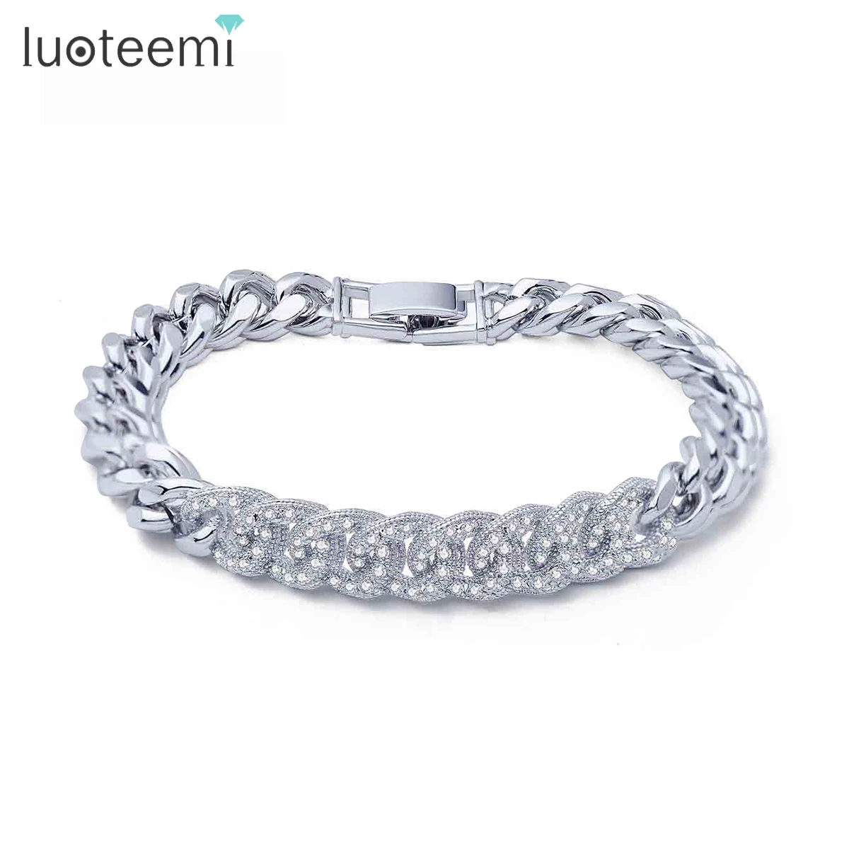 LUOTEEMI Brand Kpop Tennis Bracelet for Women Luxury Brilliant Zircon Men Fashion Adjustble Bangles Bridal Wedding Party Jewelry