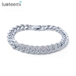 LUOTEEMI Brand Kpop Tennis Bracelet for Women Luxury Brilliant Zircon Men Fashion Adjustble Bangles Bridal Wedding Party Jewelry