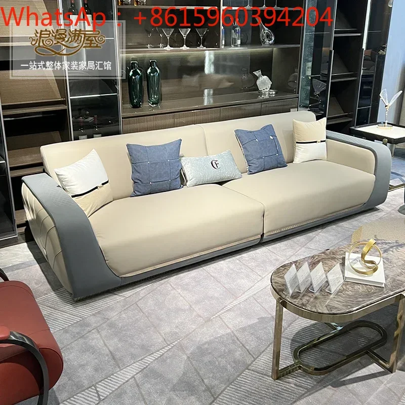 Customized Italian light luxury leather sofa, post-modern designer, high-end Hong Kong-style villa, new furniture