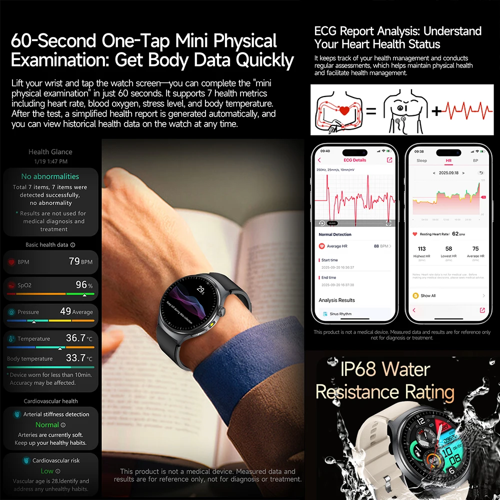New Nursing Health Laser Cure Blood Pressure Smart Watch Men Heart Rate Pulse Sleep Bluetooth Call Body Monitor Men Smart Watch