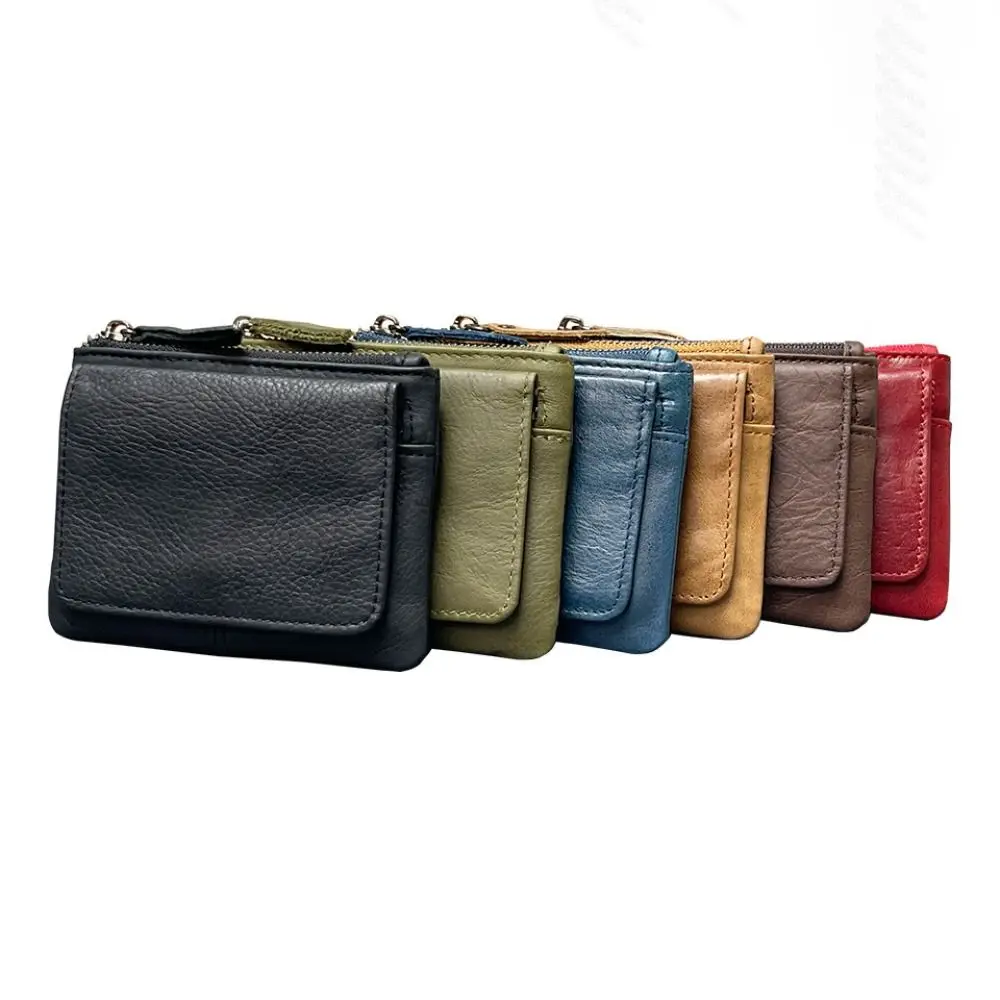 RFID Blocking Retro Genuine Leather Wallet Men's Credit ID Small Card Holder Male  High Quality Leather Short Zipper Coin Purse