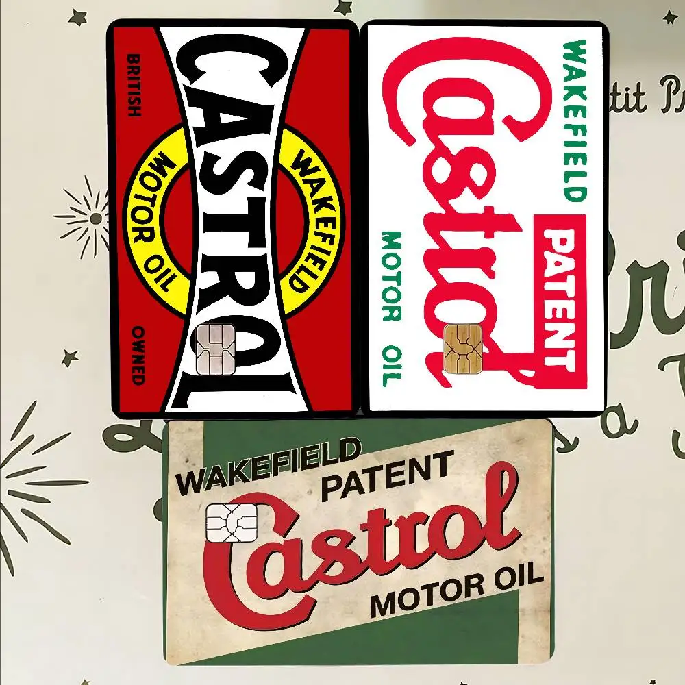 C-Castrol Racing Logo Credit Card Skin Stickers For VISA Bank Card Transportation Card Waterproof Sticker Women Gift