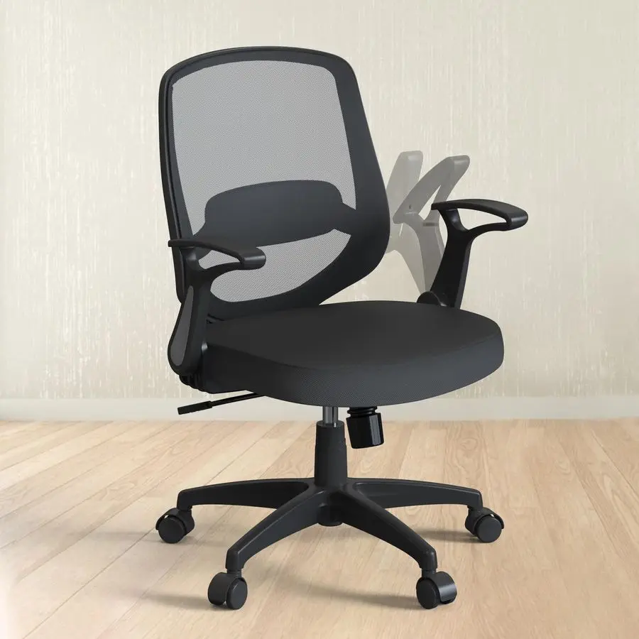 

Поворотное офисное сетчатое кресло со средней спинкой, регулируемой высотой и поясничной опорой, вращающиеся колеса для домашнего кабинета, конференц-зала