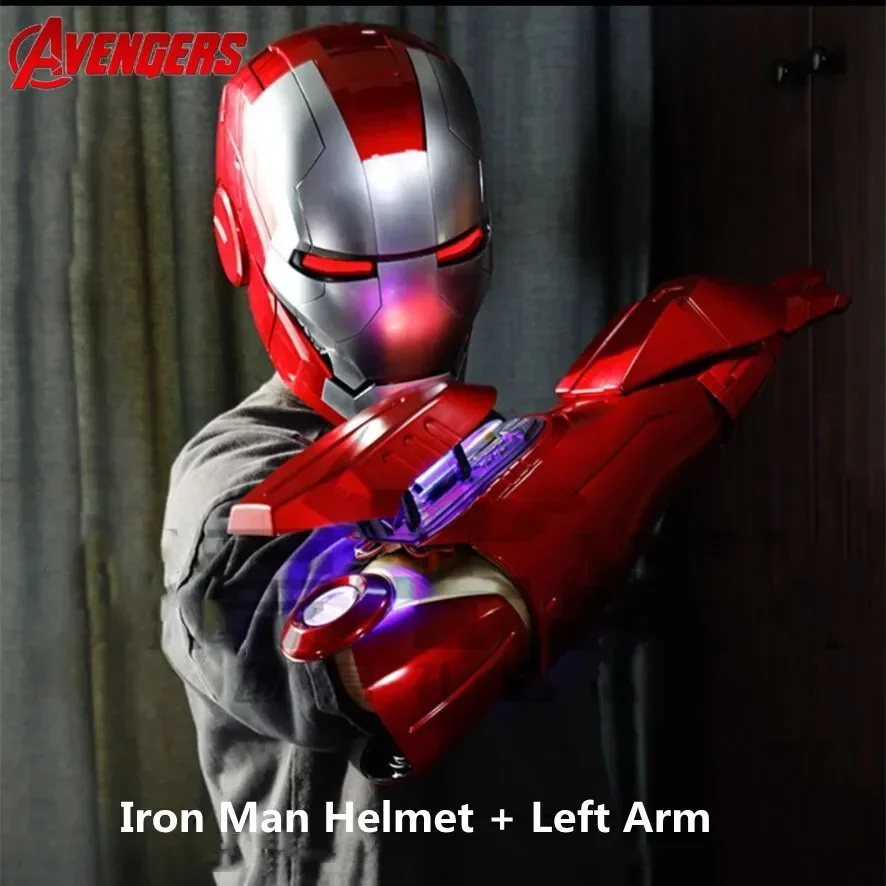 1/1 The Iron Man Avengers Wearable Mk7 Arm Mk5 Helmet Armor Glowing Glove Mechanical Sound Effect Remote Control Toy Model Boy