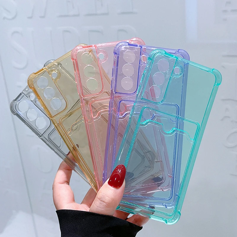 Card Holder Bag Transparent Case For Samsung Galaxy S21 FE S22 S23 Plus A13 A14 A34 A54 M33 M53 A22 A32 A42 A52 A33 A53 5G Case