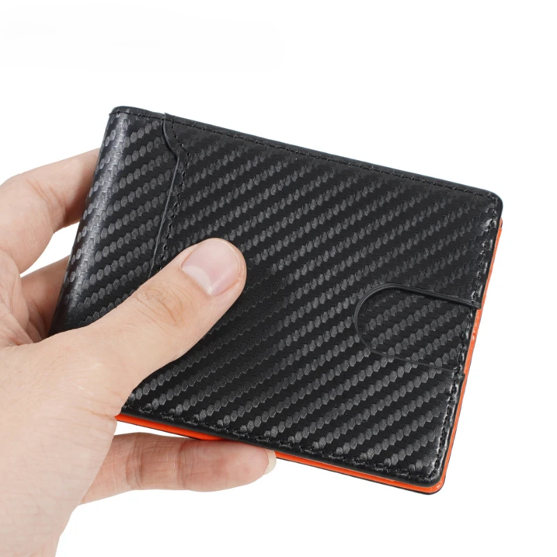 New Carbon Fiber Mens Wallet Thin Credit Card Case Multiple Card Slots ID Holder Business Card Organizer PU Leather