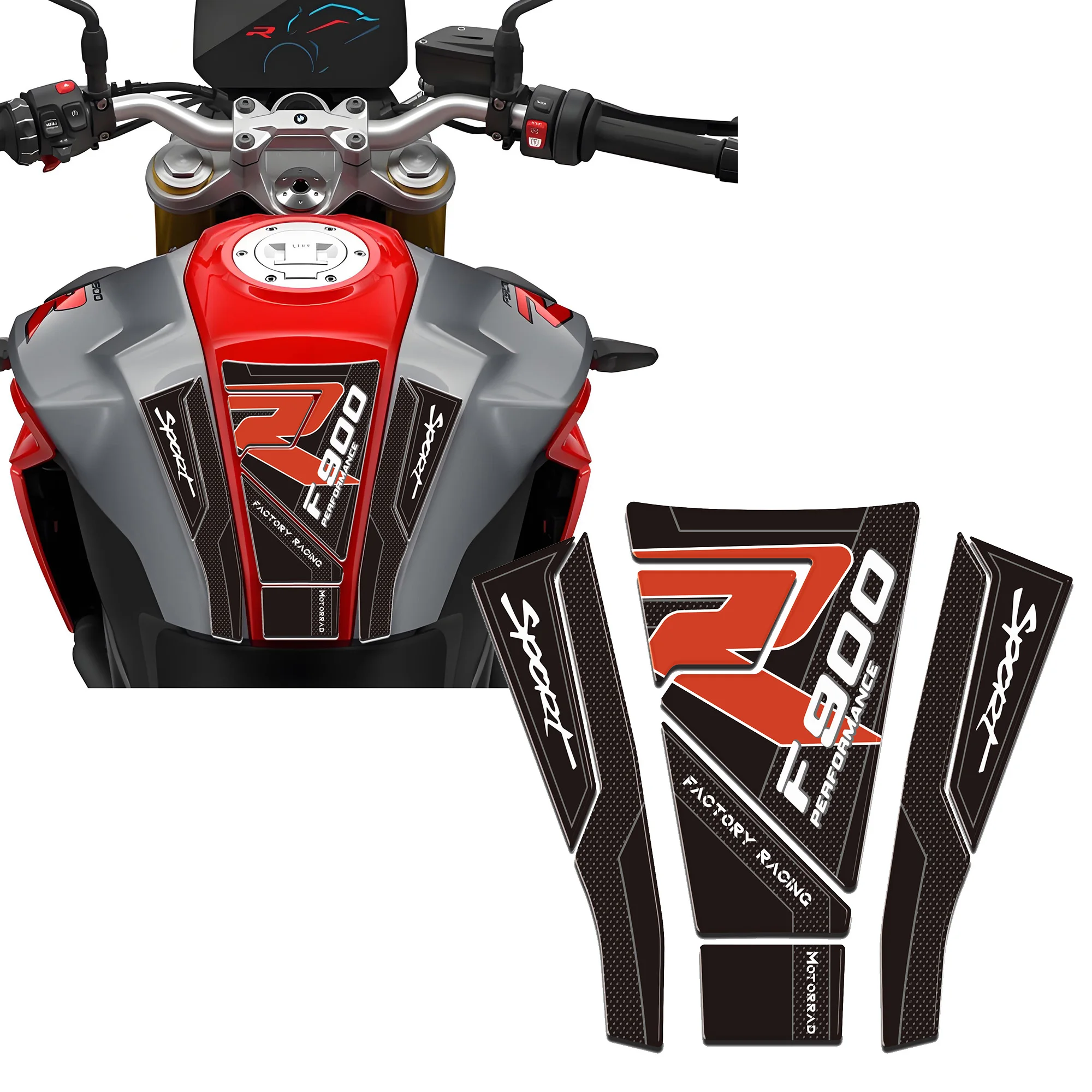 Motorcycle 3D Gel Resin Fuel Tank Pad Protector Sticker Compatible with BMW F900R F900 R F 900R