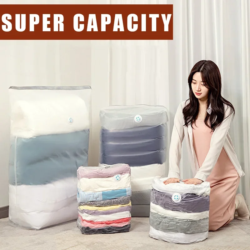 

No Need Pump Vacuum Bags Large Plastic Storage Bags for Storing Clothes blankets Compression Empty Bag Covers Travel Accessories