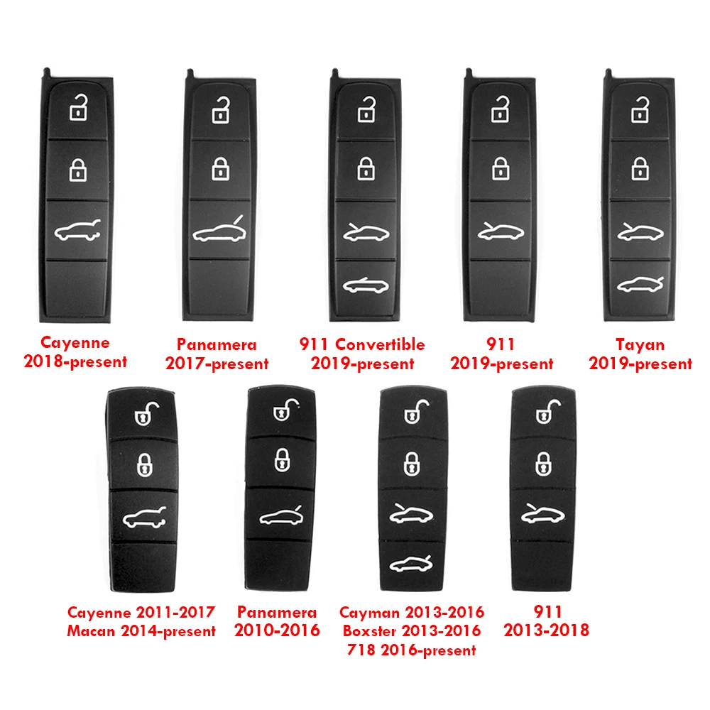 Coque de clé télécommande de voiture, coussinet en caoutchouc pour Porsche Cayenne 9YA Macan 911 Boxster Cayman Panamera 971 718, bouton de remplacement en Silicone