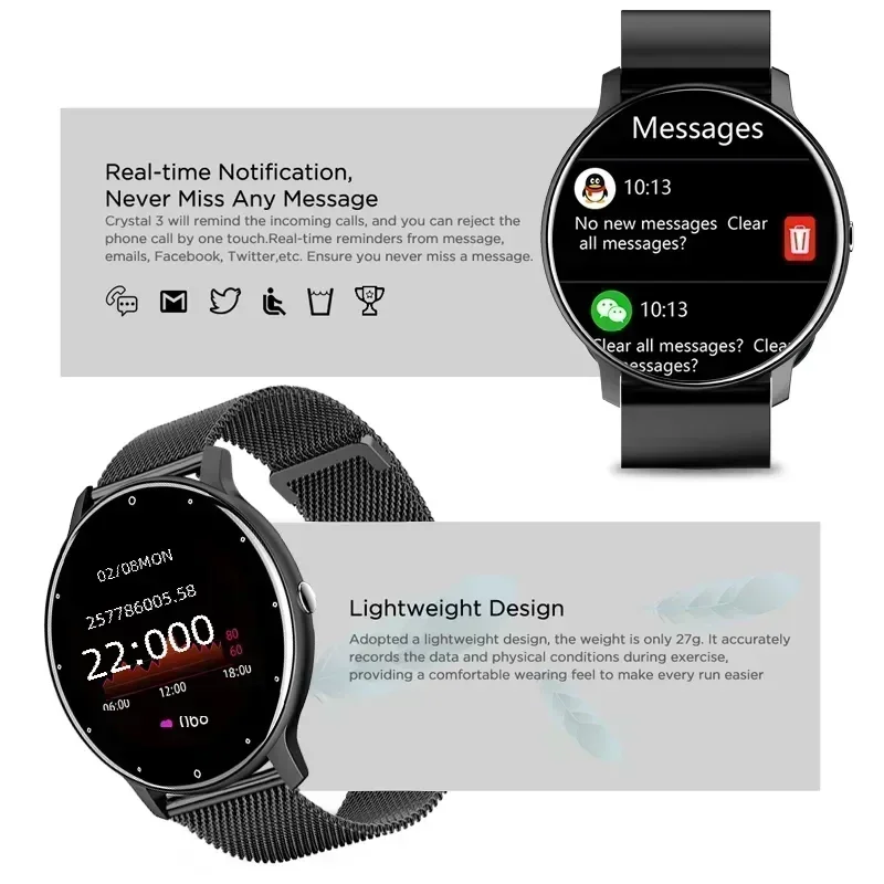 مشاهدة السيدات شاشة تعمل باللمس الكامل اللياقة البدنية الساعات للماء بلوتوث دعوة الرجال Smartwatch النساء لنظام أندرويد IOS