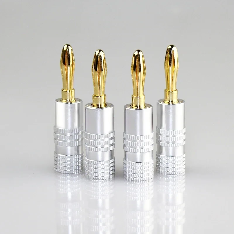 4pcs Banana Connector 4mm Speaker Banana Plugs 24K Copper Gold Plated 4mm Banana Jack Match with 4mm Binding Post