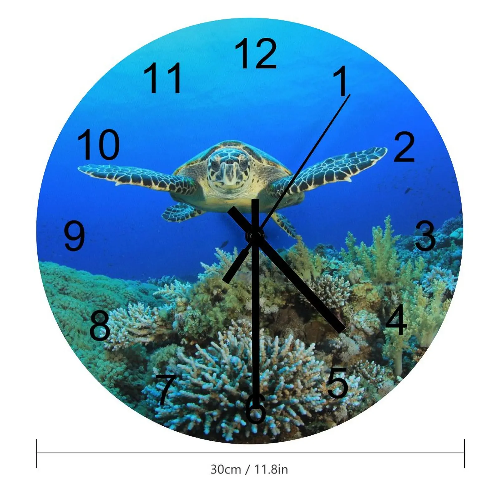 Indoor Wall Clock Grand underwater world Clocks 12 inch Mute Wooden Round Multicolor Trend Nordic