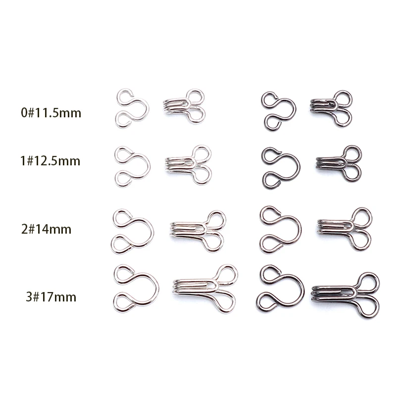 100pcs Sewing Hook And Eye Latch Set 11.5-17mm Large Hooks And Eyes Closure For Bra Clothing Trousers Skirt Sewing DIY Craft