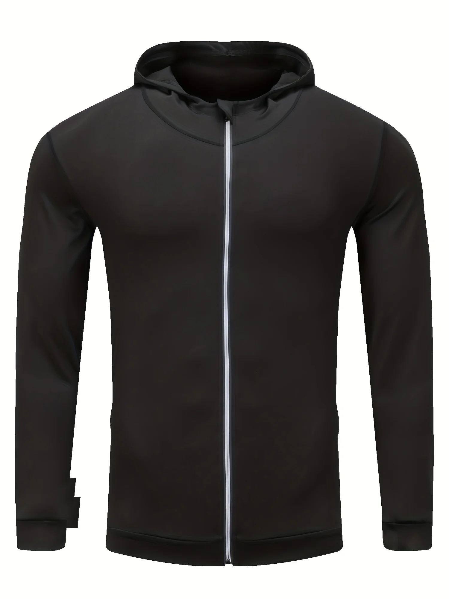 

Мужская беговая куртка с капюшоном на молнии, эластичная толстовка с капюшоном и длинными рукавами, подходящая для занятий спортом на открытом воздухе и тренировок на велосипеде.