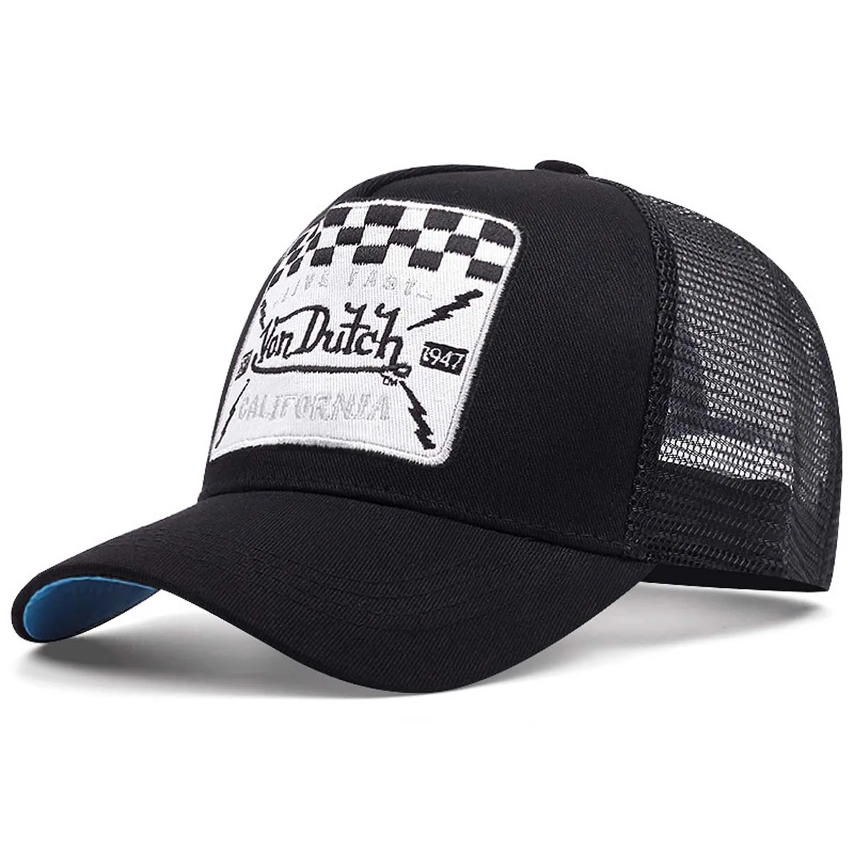 1 Stück Lässige Mode VON Baseballkappe Atmungsaktiver Schatten Alphabet-Stickerei Sonnenschutz Mesh Bestickte DUTCH Trucker-Mütze CYMZ104