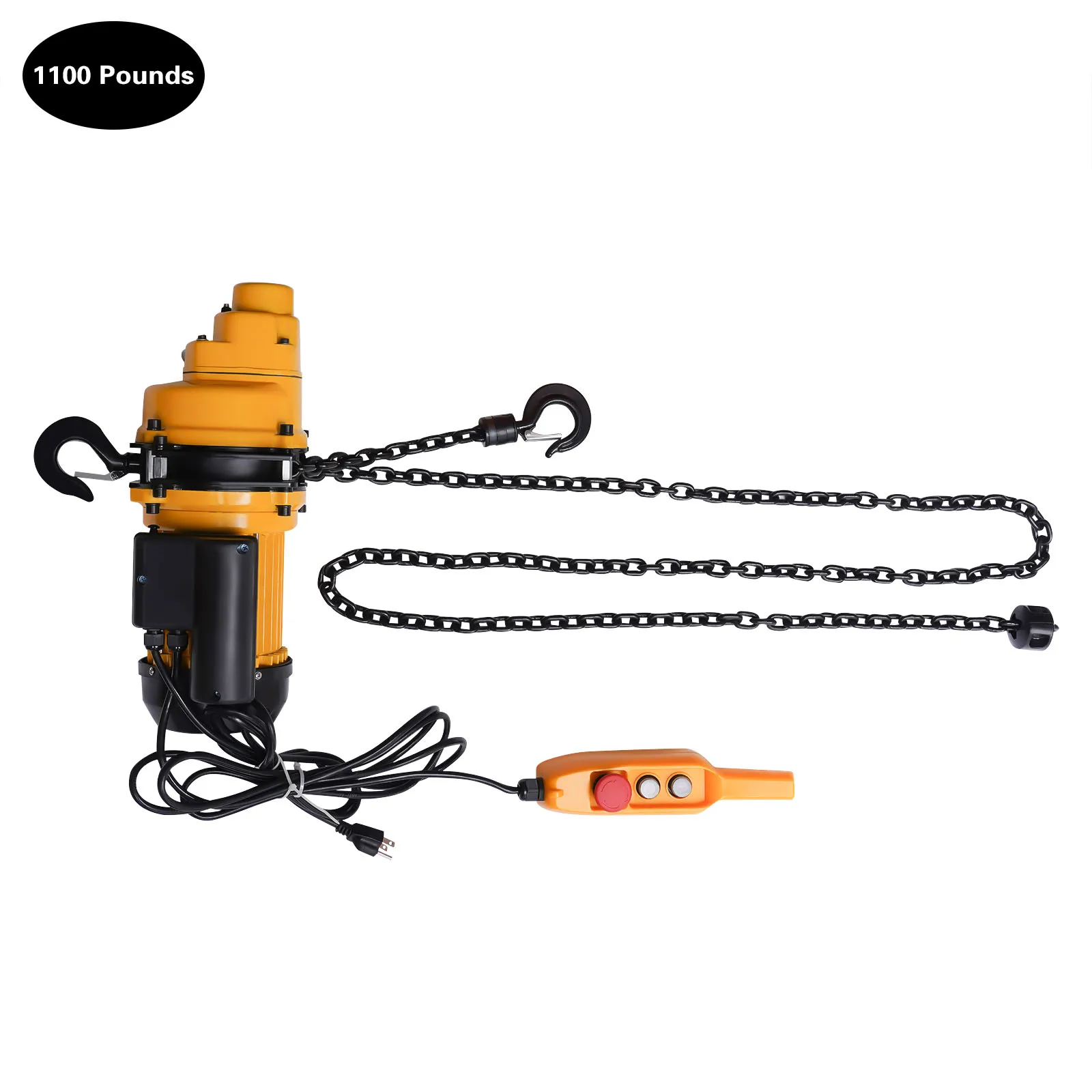 0.5T/1T 110V Electric Chain Hoist With 13Ft Lifting 20Mn2 Chain Wired Remote Control Pure Copper Motor