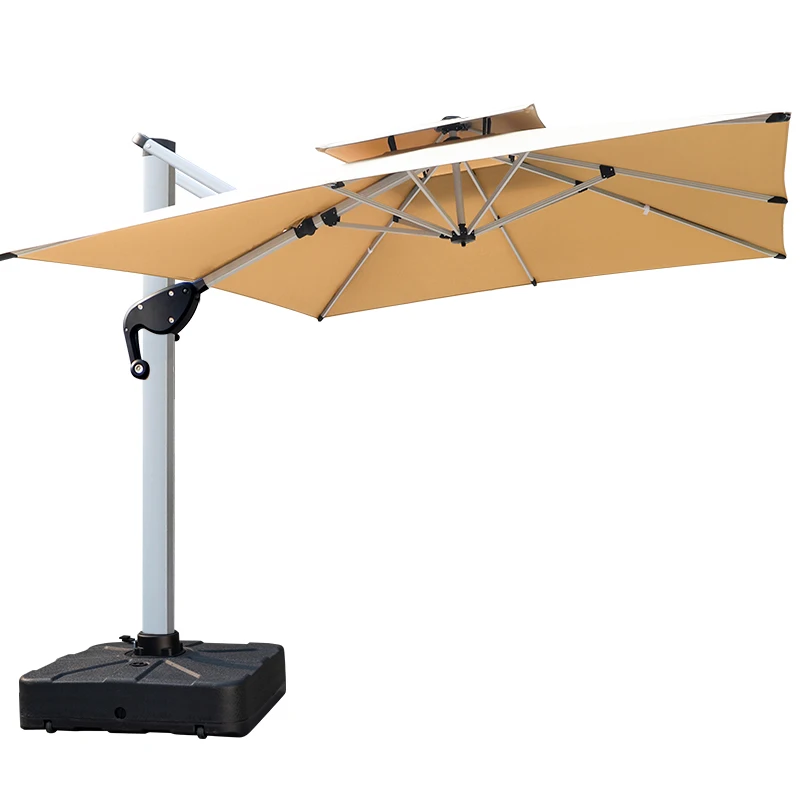 

Modern Luxury Aluminum Frame Garden Patio Umbrella Waterproof LED Sun Light Roman Parasol For Dining For Hotels