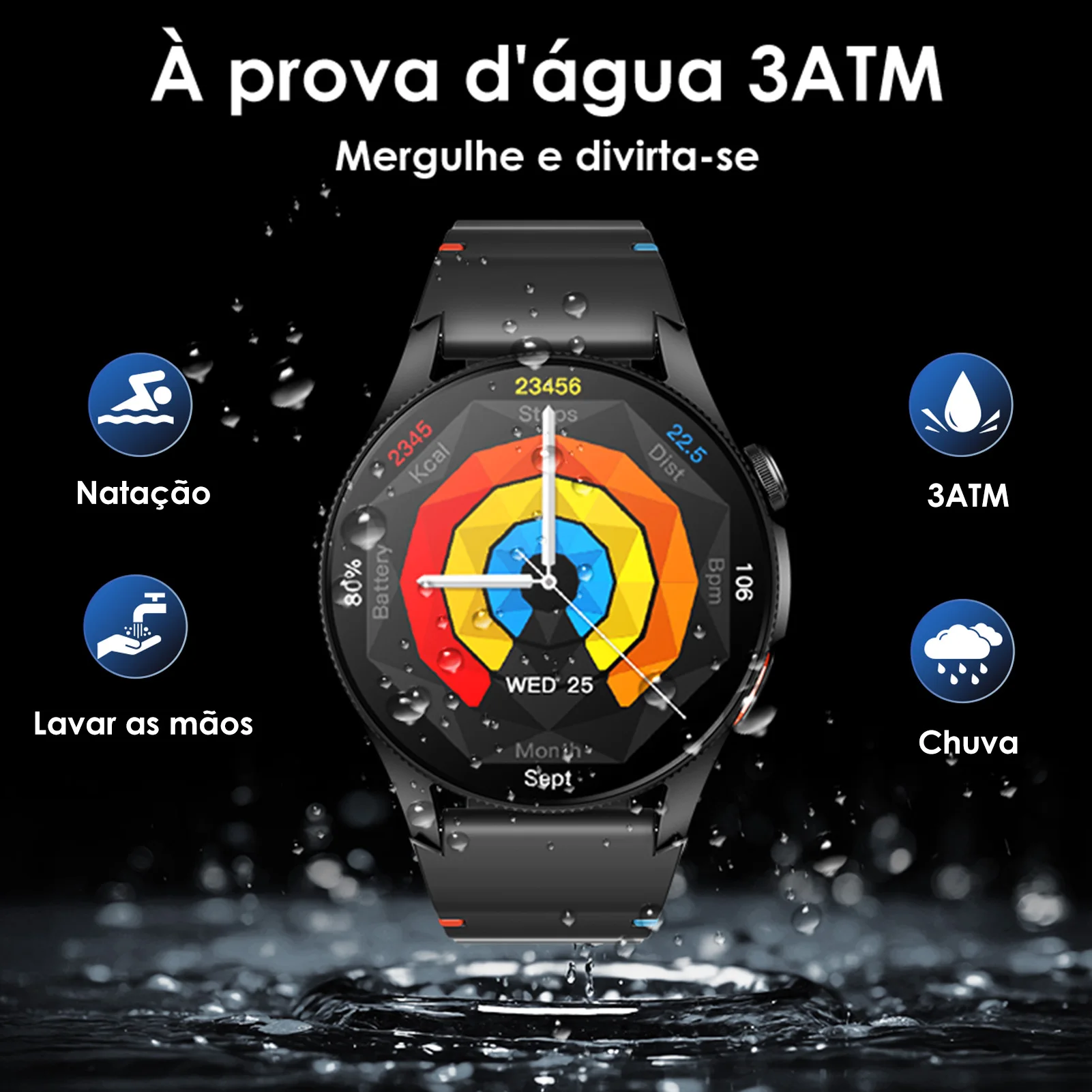Relógio GPS AURAFIT، 1,43 Amoled، azabba d'água 3ATM، mais de 150 modos esportivos، monitoramento de health، Android e IOS